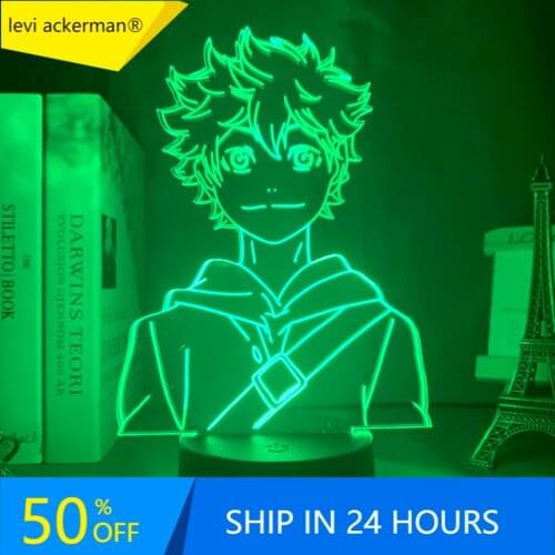 Acrylic Led Night Light Anime Haikyuu Shoyo Hinata Figure for Kids Bedroom Decor Nightlight Cool Manga Gadget Child Table Lamp