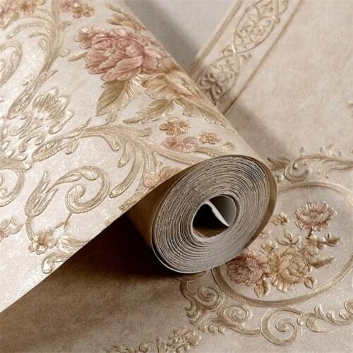 Beibehang European pastoral non-woven wallpaper American country Embossed flowers living room bedroom TV background wall paper