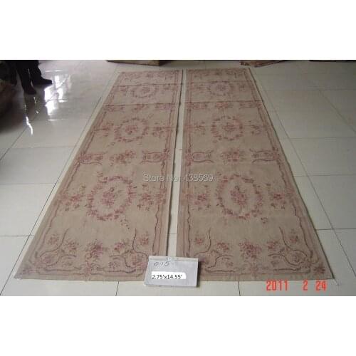Free shipping 2.75'x14.55' French Aubusson woolen runner rugs