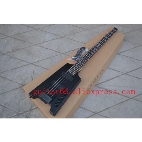 Free shipping retail new high quality dumb black flamed maple top headless electric bass BJ123