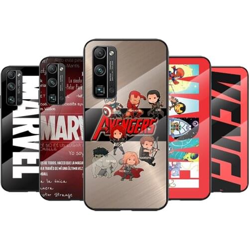 Tempered Glass Cover Marvel Avengers Logo Superhero For Huawei Honor 30 20 10 9X 8X Pro Plus Lite Shockproof Shell Phone Case