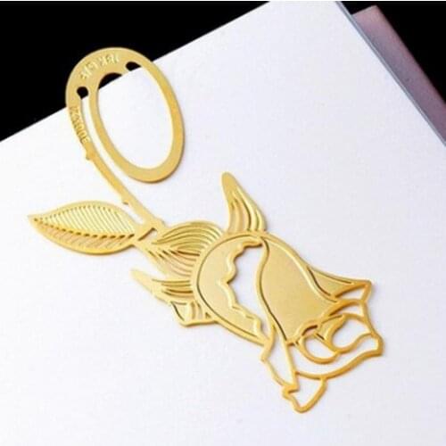 DHL Free Shipping 100 Pieces Metal Gold Rose Bookmarks