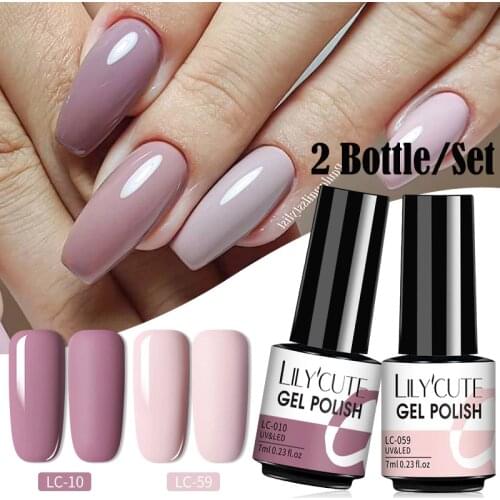 LILYCUTE 7ml 2pcs/set Nail Gel Polish Rose Gold Glitter Matte Effect Long Lasting Soak Off UV Hybrid Varnish Nail Art Design