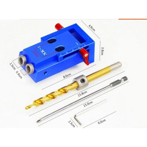 Wood Working tool,Aluminium Alloy Mini Pocket Hole Jig Kit System, Joinery with 3/8" inch 9.5mm Step Drill Bit