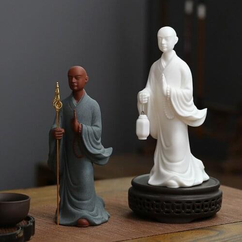 Zen Ceramic Character Decoration Little Monk Chinese Style Entrance Antique Shelf Study Desktop Decorative Zen Decor Tea Pet