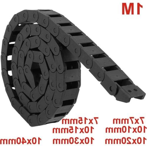 1000mm Cable Drag Chain Wire for CNC Router Machine Tools Carrier with End Connectors Nylon Plastic Route Towline 7-10-15-20mm