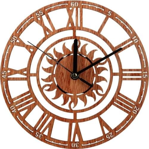 Creative Retro Wooden Wall Clock Living Room Bedroom Wall Clock