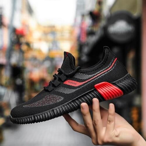 Men Light Walking Shoes Slip-on Sneakers Lace Up Breathable Casual Sock No-slip Male Confort Mesh Sport Trainers Shoes Size 44