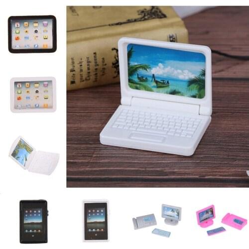 New 1:12 Scale Laptop Mini-Tablet Computer Toy Dollhouse Miniature Toy Doll Food Kitchen Living Room Decoration Accessories