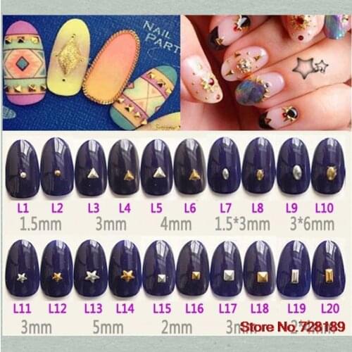 Mini Dot Nail Studs Square Gold 3D Metal Rivets Nail Art Decorations Rhinestones Triangle Silver Nail Tools