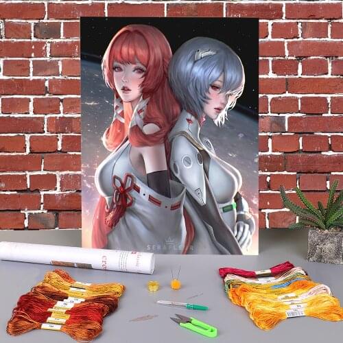 Cartoon Girl Woman Printed 11CT Cross Stitch Embroidery Kit DMC Threads Needlework Hobby Painting Handicraft Design Different