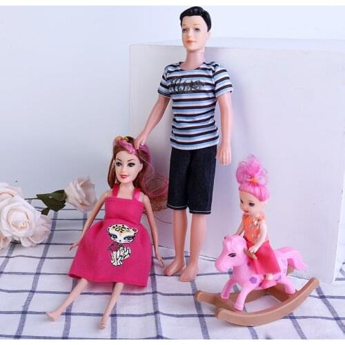 4 styles Happy Family Kit Toy Dolls Pregnant Babyborn Ken&Wife with Mini Stroller Carriages For Baby Girls Gift