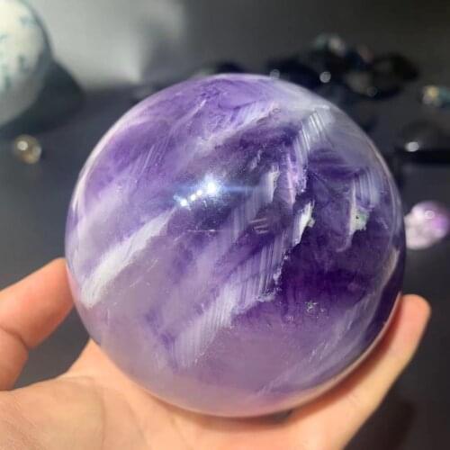 Natural violet fluorite quartz crystal ball, natural quartz stone, healing gem reiki ball