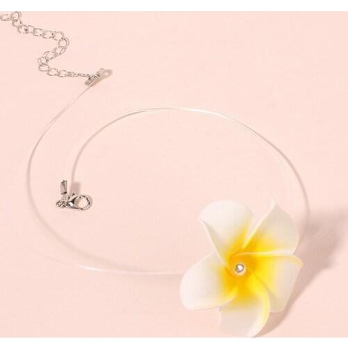 Fashion Transparent Fishing Line Necklace Silver Color Invisible Chain Women Cute Flower Choker Necklace Femme Bohemian Jewelry