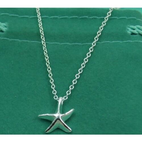 925 Silver Color Little Starfish Pendant Necklace For Women Engagement Wedding Charm Jewelry Gifts Christmas Present