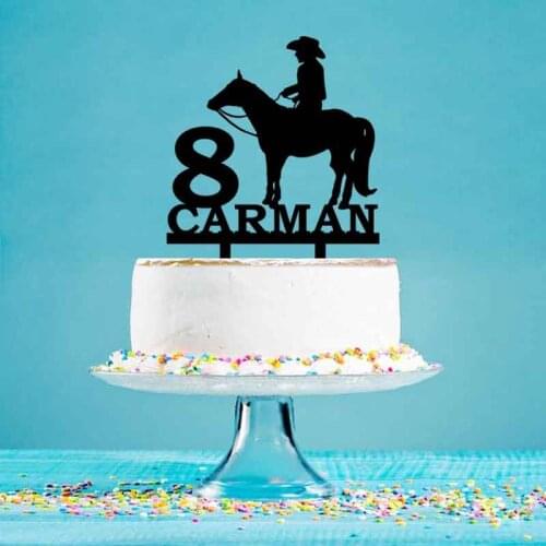 Personalized Birthday Cake Topper Custom Name Age Kids Riding Horse Cake Topper For Kids Birthday Cake Decoration YC120