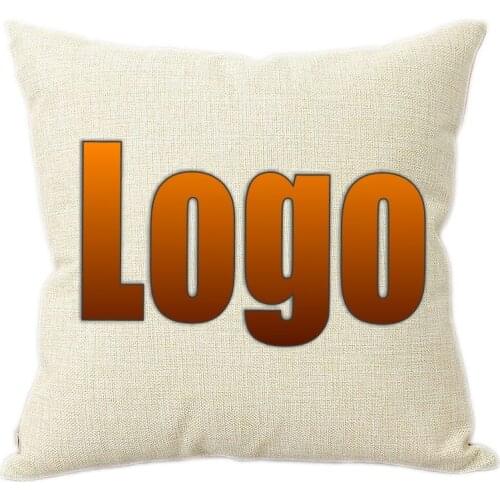 Customized Logo Print Cotton Linen Cushion Cover Promotion Gift Anniversary Souvenir Present Advertisement Pillow Case 45x45cm