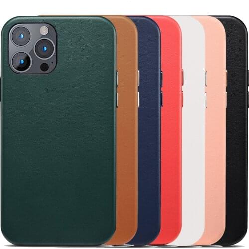 Luxury Leather Case For Iphone 11 xs max Genuine Leather Case Cover for iphone x 7 8 plus Metallic Button