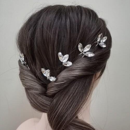 Silver Rhinestone 5PCS Bride Hair Pins for Women Hair Ornaments Bridal Headdress Tiara Wedding Hair Accessories Jewelry Gift