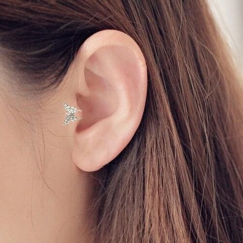 Cezch Cubic Zircon Butterfly Tragus Earring For Women 2020 Cute Korean Non Piercing Clip Earring Femme Gift For Her 1 Piece