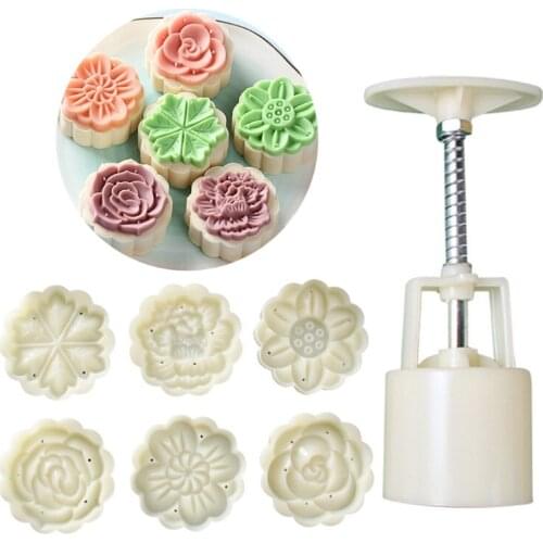 H7EA Cookie Stamp Moon Cake Maker Exquisite Blossom Pastry Tool Bath Bomb Press DIY Festival Decoration Hand Cutter Cake Mold