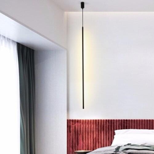 Nordic Italy Minimalist Slim Pendant Lamps Creative Living Room Sofa Corner Bedroom Bedside Net Red Cylindrical Line Lighting