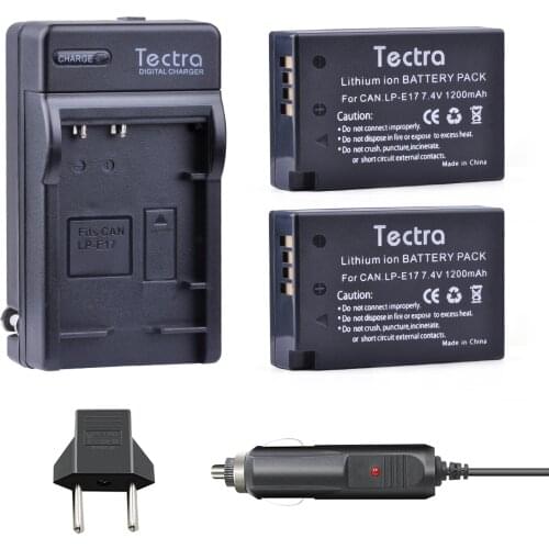 Tectra 2PCS LP-E17 Li-ion Battery+Digital Charger+Car Plug for Canon EOS 200D Rebel T6i 750D T6s 760D 800D M3 8000D Kiss X8i
