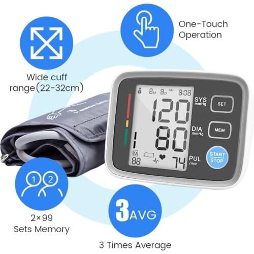 Digital Upper Arm Blood Pressure Blood Pressure Monitor Automatic Sphygmomanometer Tonometer Meter Pulse Heart Beat Rate Meter