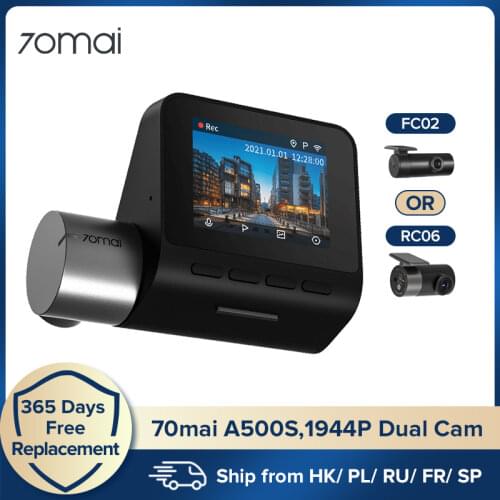 70mai Dash Cam Pro Plus+ 70mai A500S Built-in GPS Speed Coordinates ADAS Car DVR Cam 24H Parking Monitor 1944P App Control