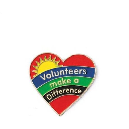 Volunteers Make A Difference Pins Made by Iron with Nickel Plate & Painted and Epoxy 25.4mm Customized MOQ300pcs fee shipping