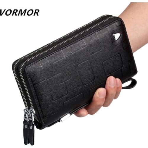 VORMOR Luxury Brand 100% Genuine Leather Cowhide Portomonee Fashion Male Wallet Men Long Clutch with Coin Purse Pocket Rfid