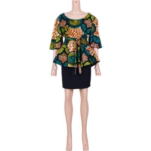 In Stock African Print Wax Shirt for Women Dashiki Women Summer Shirt Plus Size Casual New Shirt All-match Tops WY8604