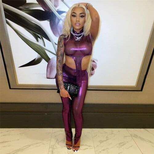 Adogirl Sparkling Women 2 Piece Set Sleeveless Mock Neck Crop Top High Waist Pencil Pants Club Party Outfits Festival Clothing