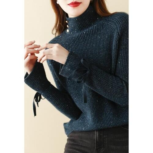 2021 Autumn Winter Women Thick Warm Sweaters Female Loose Long Sleeve Turtleneck Knitted Pullover Lady Casual Solid Jumper K620