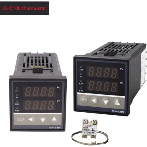 LCD Digital 220V PID Temperature Controller + Max 40A SSR + K Thermocouple PID Controller Set REX-C100