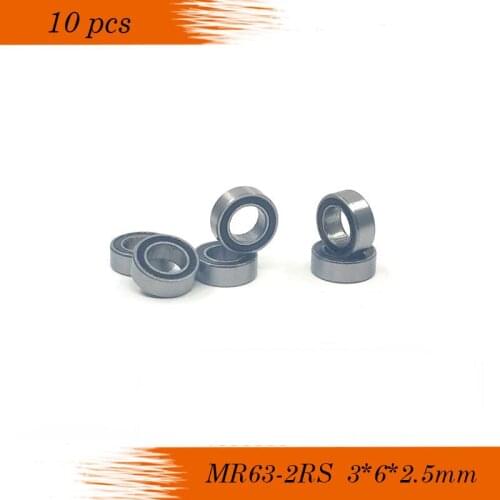 10pcs MR63-2RS MR63 RS 3x6x2.5mm P6 The Rubber Sealing Cover Thin Wall Deep Groove Ball Bearing Miniature Bearing L630