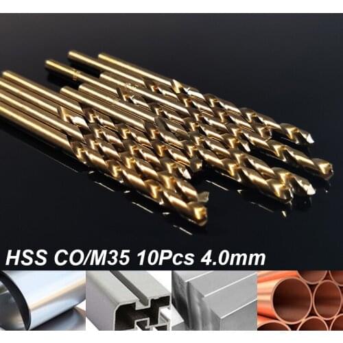10Pcs Set 4MM HSS CO/M35 Twist Drill Bit Stainless Steel Hole Cutter The Whole Ground Metal Reamer Tools DIY Hand Tools Kit