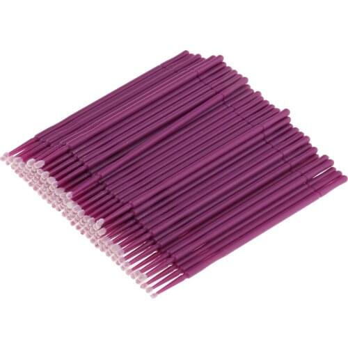 100 Pieces Disposable Eyelash Eyeshadow Extension Small Brushes Applicators Mascara Purple