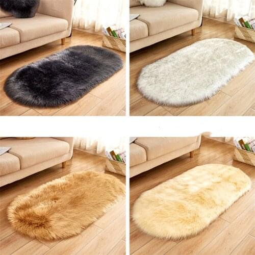100X180cm Faux Fur Rugs Oval Artificial Sheepskin Long Hair Carpet Floor Wool Fluffy Soft Mat Bedroom For Living Room