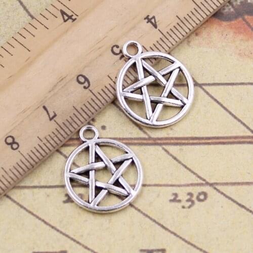 25pcs Charms Star Pentagram 19x16mm Tibetan Bronze Silver Color Pendants Crafts Making Findings Handmade Antique DIY Jewelry