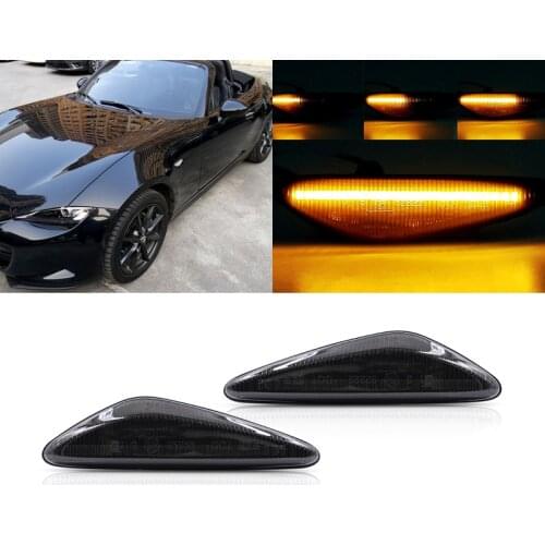 Smoked Dynamic Amber Front Led Side Marker Lights For Mazda 6 Atenza GH RX-8 5 Premacy CW Fiat 124 Spider