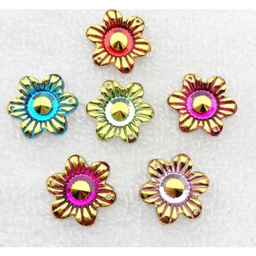 40pcs 18mm flower shape shirt buckle buckle decoration Phnom Penh DIY button 2 Holes Rhinestone wedding decoration -A92A
