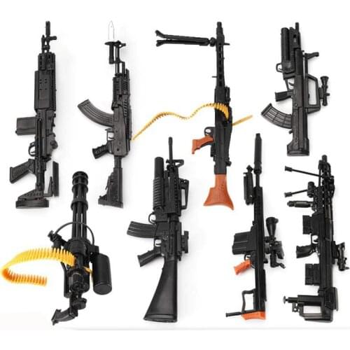8Pcs/set 1:6 4D Gun Model Plastic Assembling Firearms AK47 MG42 Machine Gun M16 Rifle Submachine Guns Classic Assemble Toy