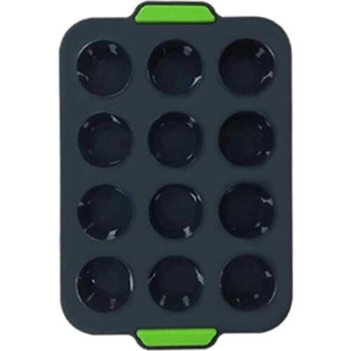 Non-Stick Round 12-Cup Cupcake Silicone Molds Muffin Pan for Baking Sponge Chiffon Mousse Dessert Cake Molds