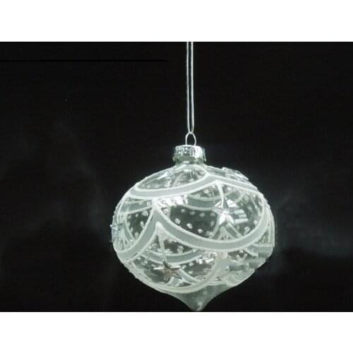 2pcs/pack Diameter=8cm Onion Shaped Silver Series Christmas Decoration Glass Pendant Lamp Blown Handmade Hanger Tree Ornament