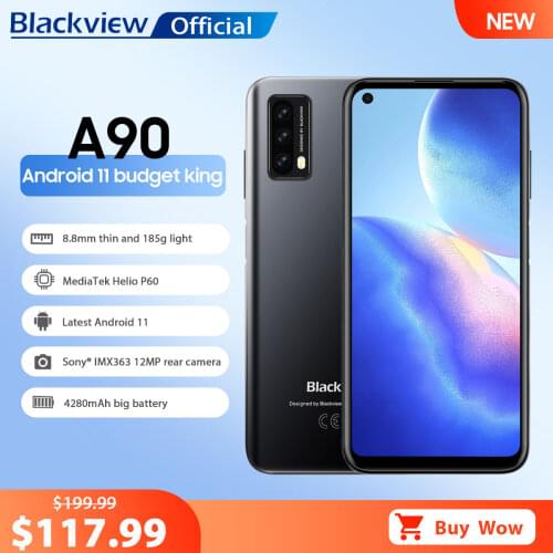 Blackview A90 Smartphone Helio P60 Octa Core 12MP HDR Camera Mobile Phone 4GB+64GB 4280mAh Android 11 Telephone 4G LTE Celular