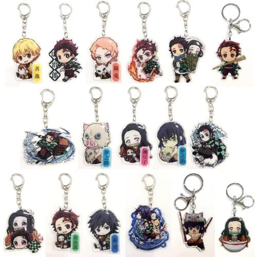 Demon Slayer Kimetsu No Yaiba Agatsuma Zenitsu Key Ring Anime Key Chain Key Holder Acrylic Accessories Cosplay Itabag Keychain