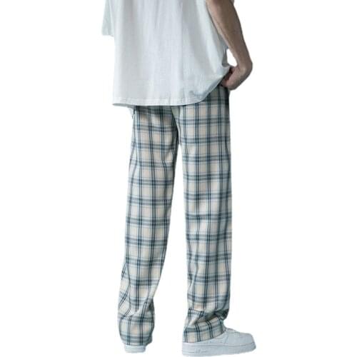 Spring and Autumn New Mens Casual Pants Lattice Straight Loose Trousers Men Joggers Korean Streetwear Sweatpants Women