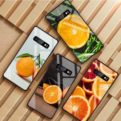 Fruit Citrus Orange Tempered Glass Phone Case For Samsung Galaxy S8 S9 S10 S20 PLUS J8 J6 J4 2018 NOTE 8 9 10 Cover Shell