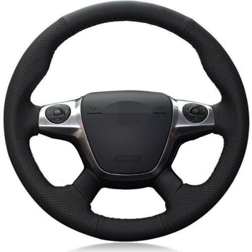 Car Steering Wheel Cover Black Artificial Leather For Ford Focus 3 2012-2014 KUGA Escape 2013-2016 C-MAX 2011-2018